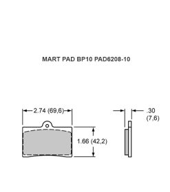 Wilwood Bremsklötze 4 Stück Smart Pad BP10 PAD6208-10 GP300-310 BLA