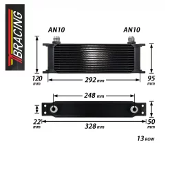 TBRACING Ölkühler 13 Reihen 330mm lang Anschluss Dash 10 7/8 – 14UNF